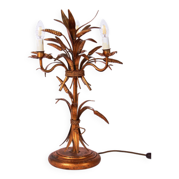 Lampe de table florentine « Gerbe de blé » dorée par Hans Kögl, années 1960
