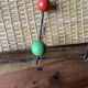 Metal coat rack with wooden balls, 8 hooks, 1950