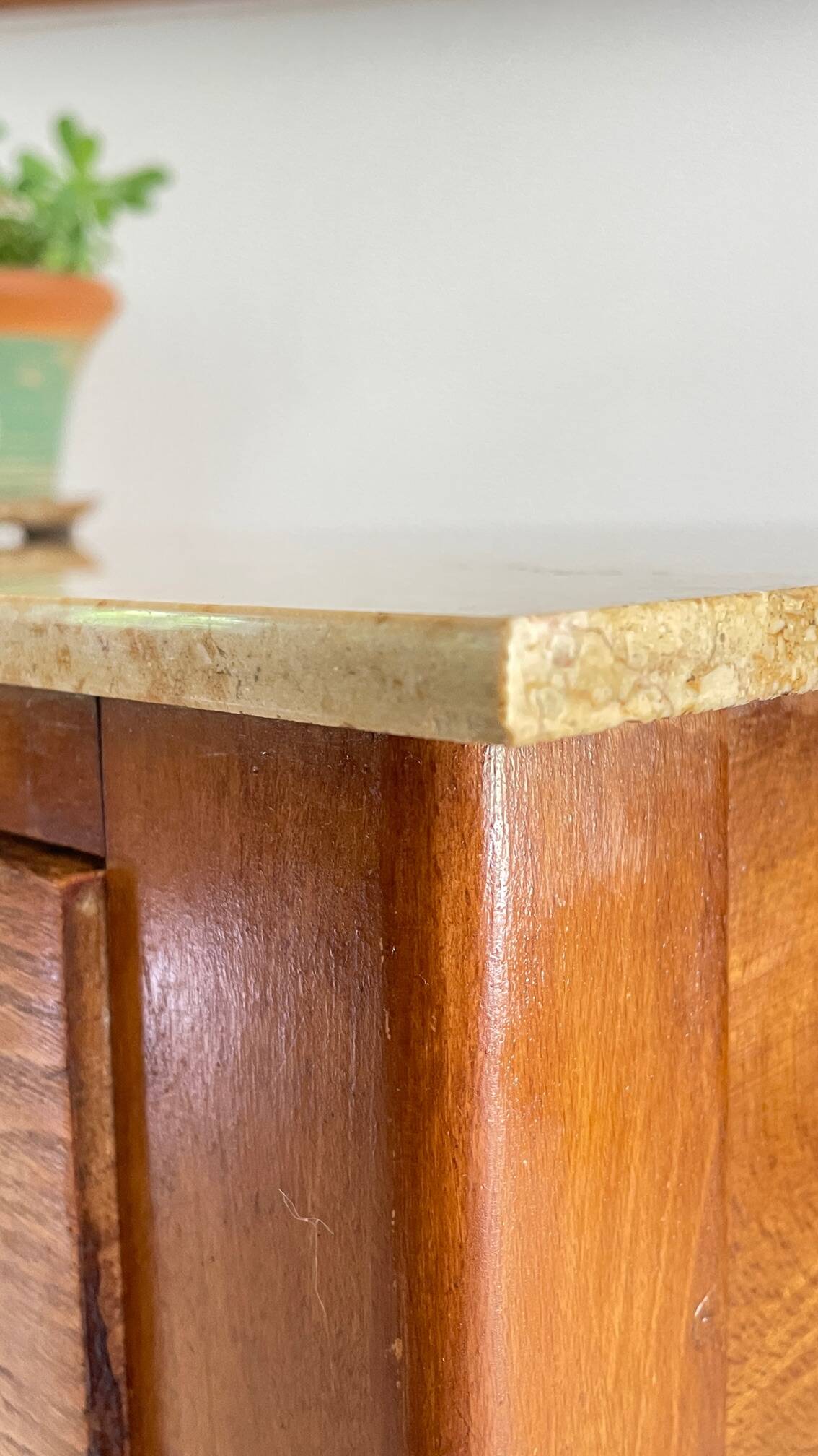 Vintage wood and marble console desk