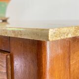 Vintage wood and marble console desk