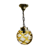 Yellow blown glass globe suspension 1960
