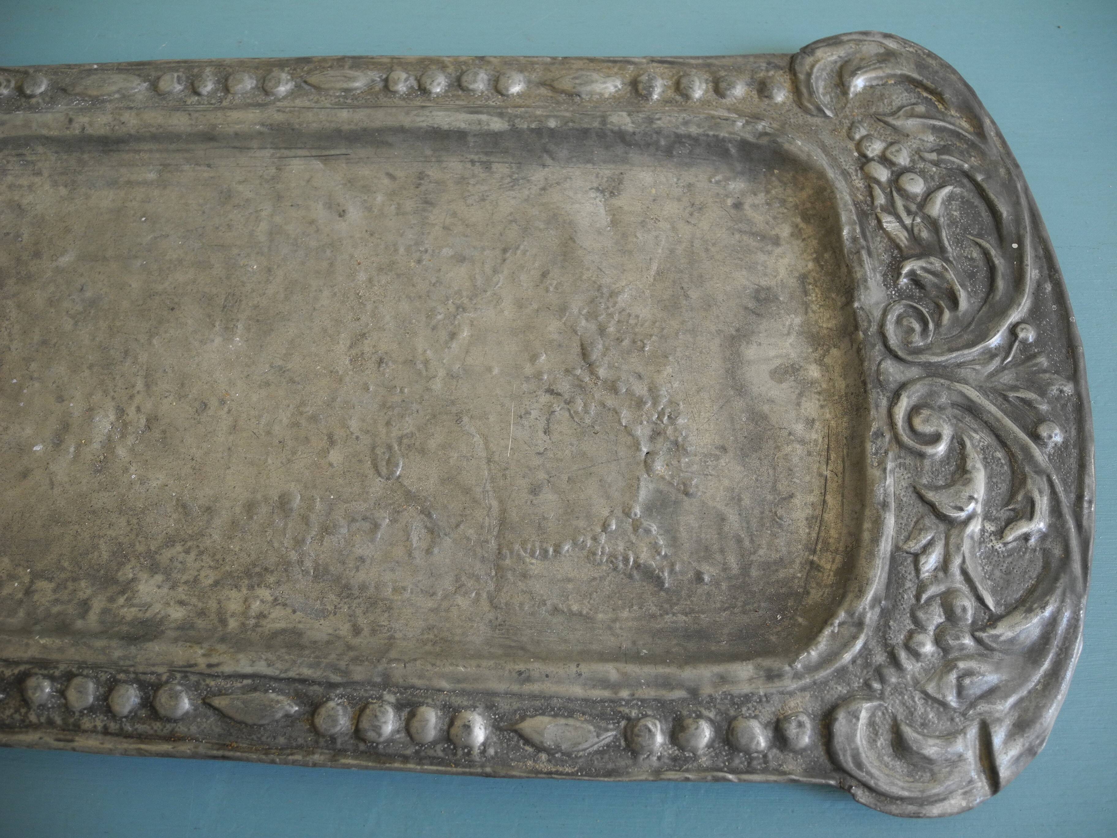 old flat tin zinc tray decorative table french tin zinc tray art nouveau