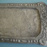 ancien plateau plat étain zinc déco table french tin zinc tray art nouveau