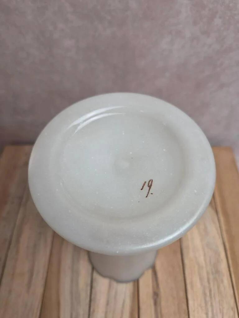 Antique Art Nouveau vase in frosted enamelled glass – iris decoration