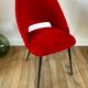 Chaise moumoute rouge pieds compas vintage années 50-60