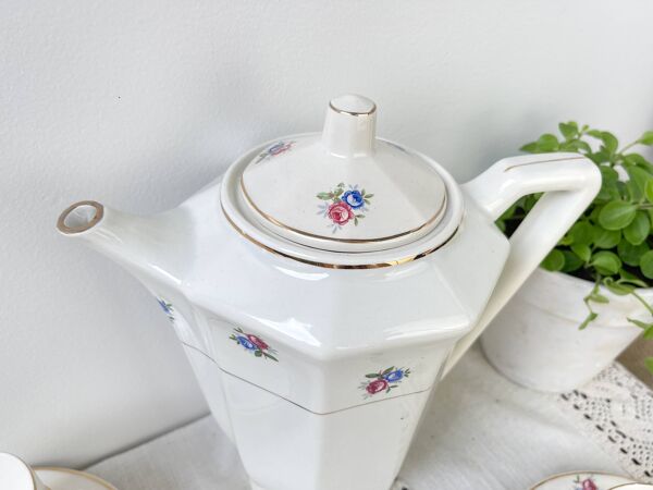 Service à thé vintage en porcelaine fleurie DIGOIN SARREGUEMINES