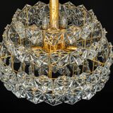 Chandelier, brass and crystal glass by Kinkeldey, Germany, 1970s.
