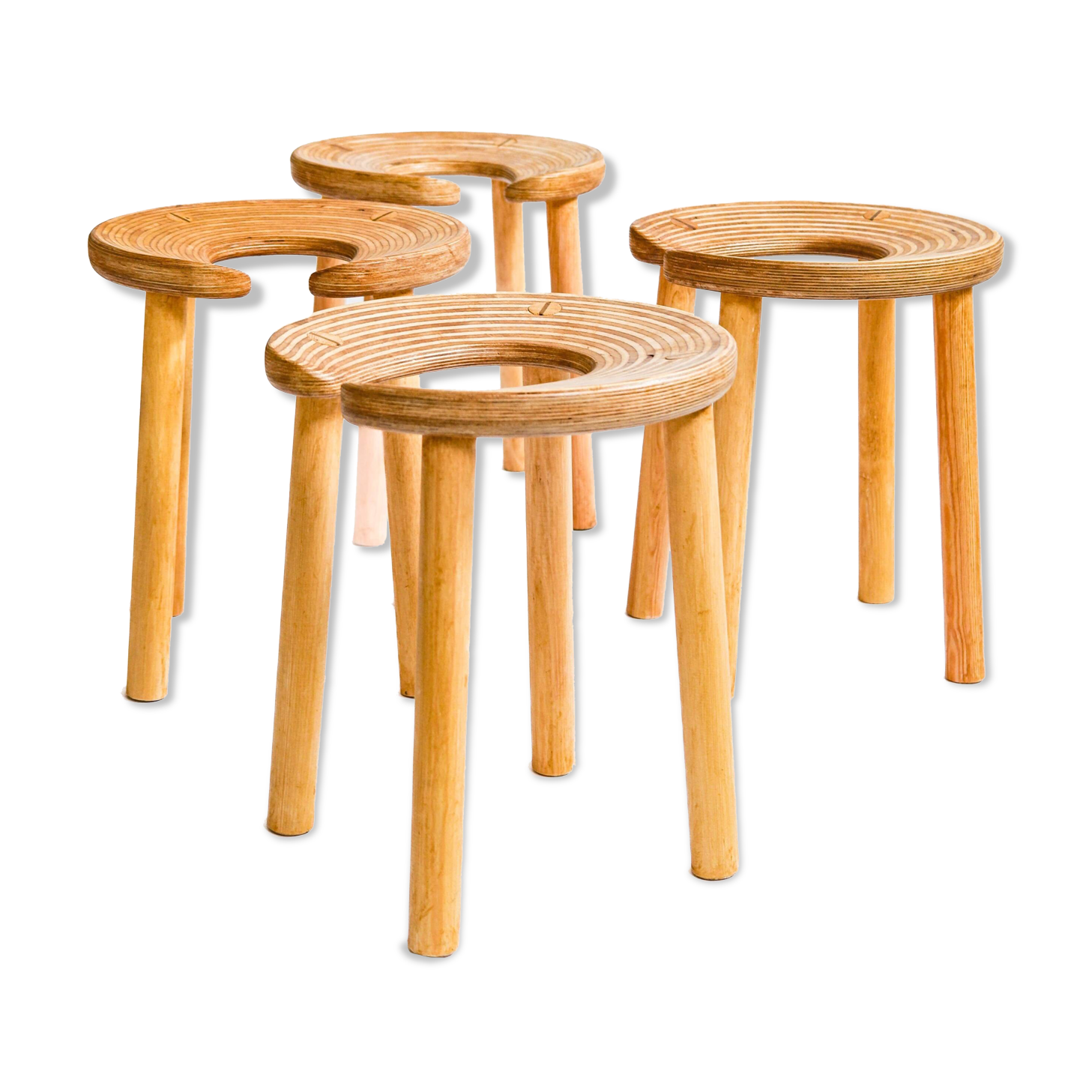 Set of four sauna stools, Antti Nurmesniemi, designed for the Palace Hotel, Helsinki 1952