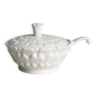 Sucrier ou boîte à condiments, porcelaine blanche