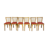 Série de 6 chaises Baumann bistrot troquet parisien bois de hêtre et skaÏ rouge - ancien et vintage