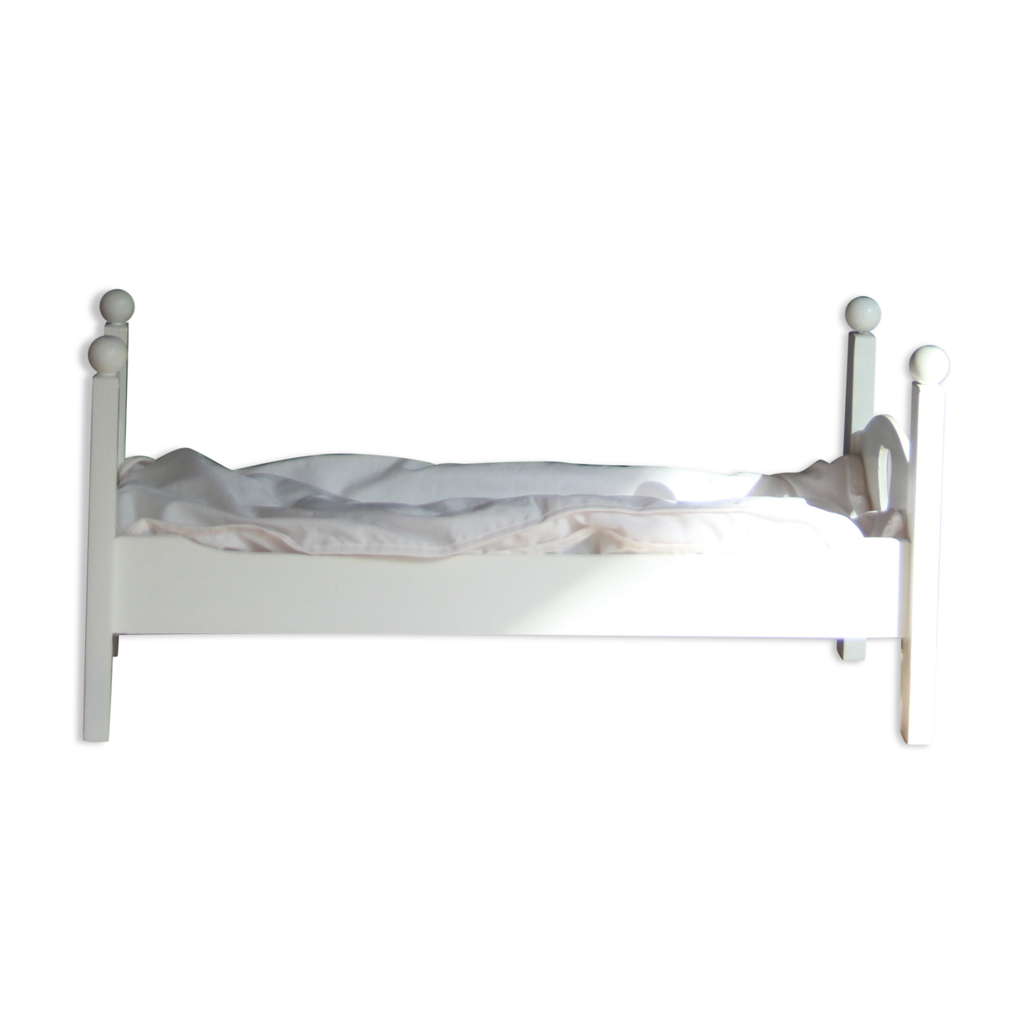 Painted wooden doll bed