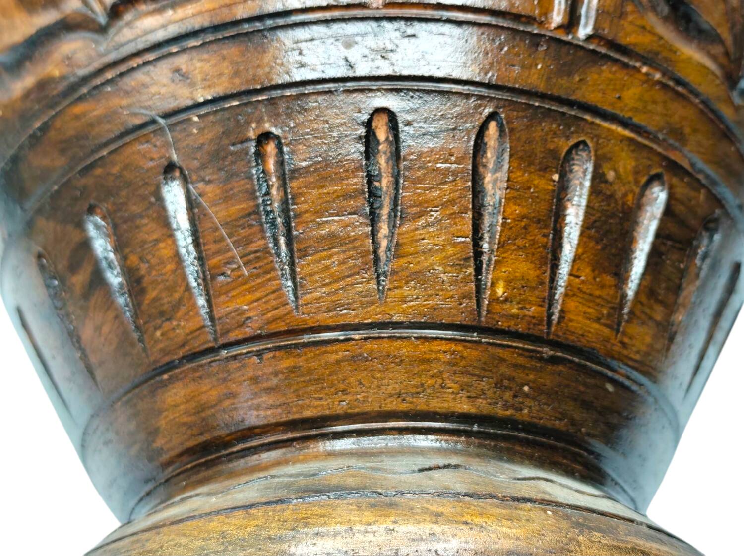 Vintage Hand-Carved Terracotta Urn - Dual Handles & Floral Motifs