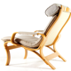 Easy lounge chair in modern curved wood fabric