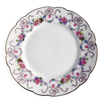 Set of 6 Limoges porcelain dessert plates with garlands and