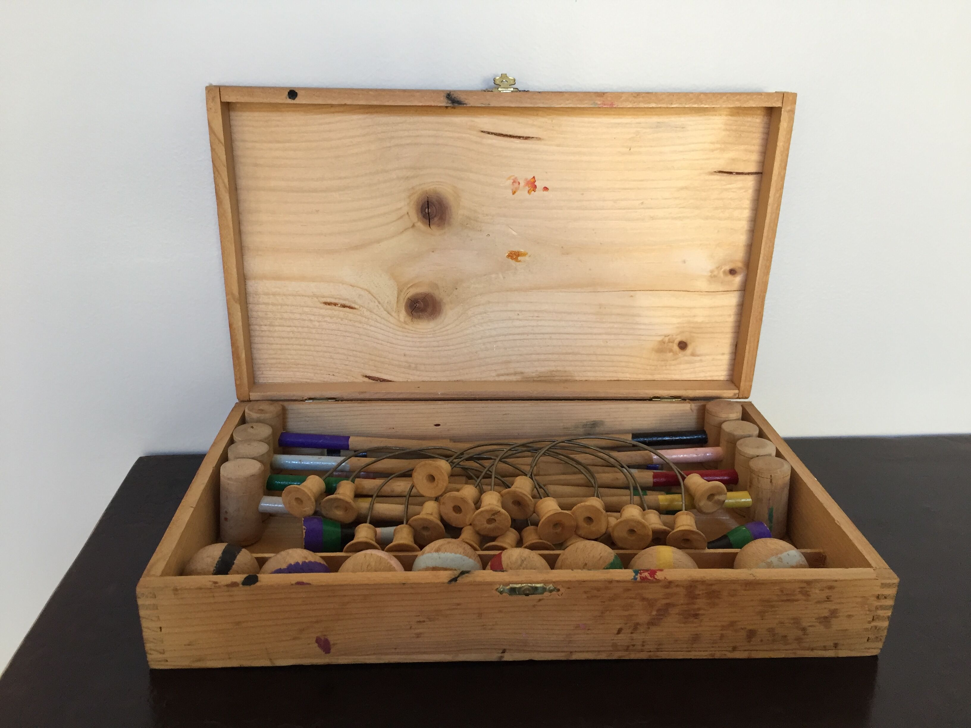 Jeu de croquet de table en bois vintage
