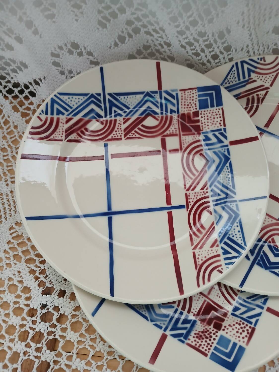 3 old Badonviller dinner plates