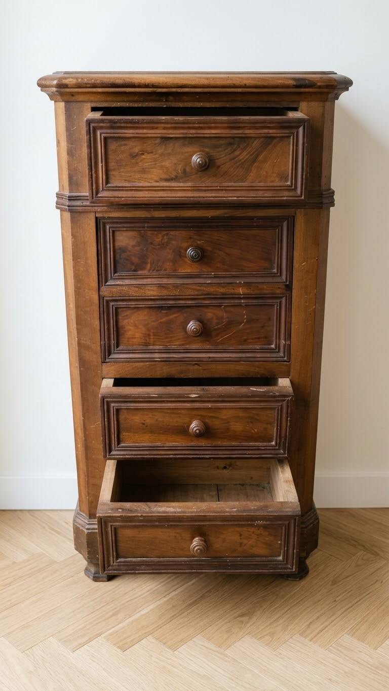 Commode ancienne en bois à tiroirs