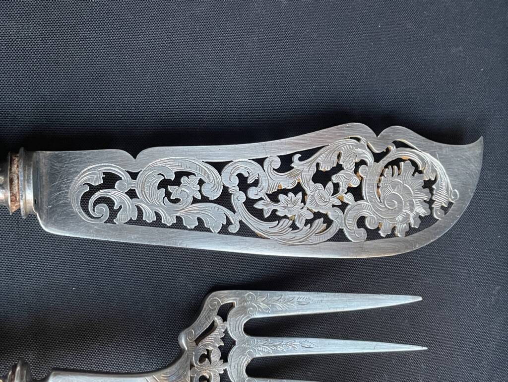 Fish serving cutlery – Silver Head of Minerva