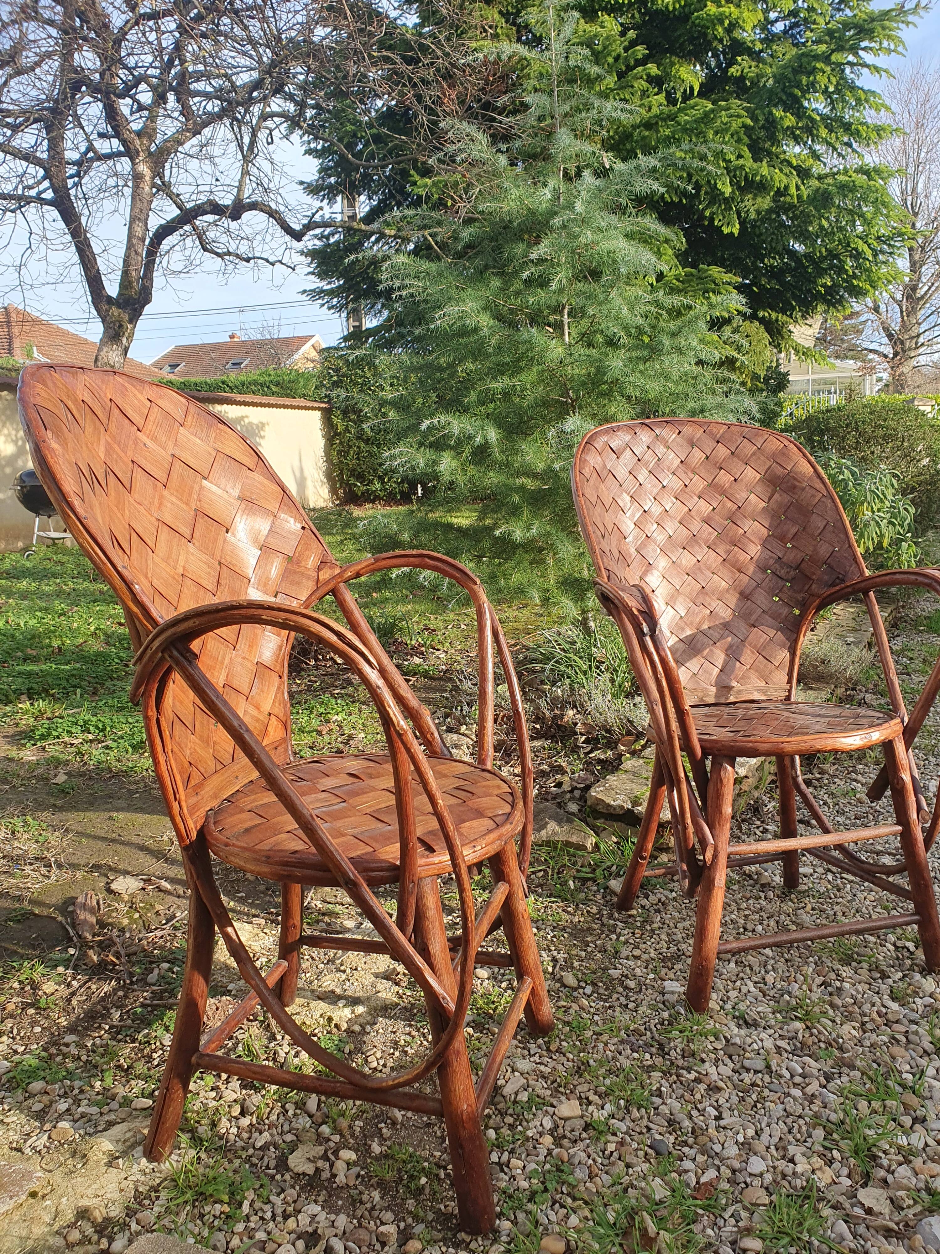 Pair of armchairs in chestnut