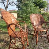 Paire de fauteuils en chataignier du limousin