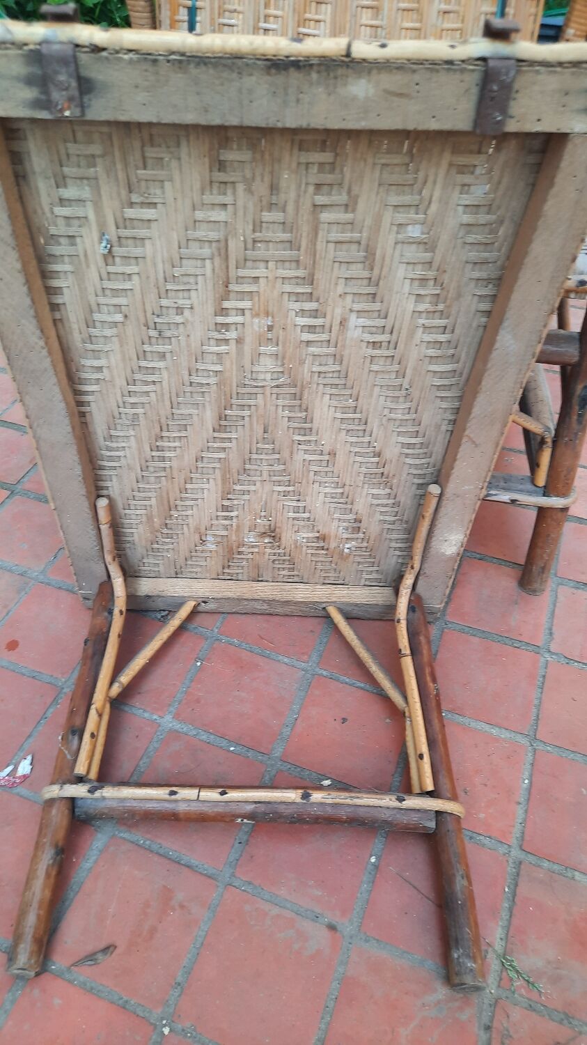 Chaise longue rotin vintage