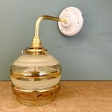 Vintage yellow and gold glass elbow wall light