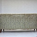 1960s, Danish 3-seater curved sofa, furniture velour, beech wood legs.