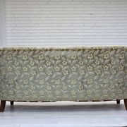 1960s, Danish 3-seater curved sofa, furniture velour, beech wood legs.