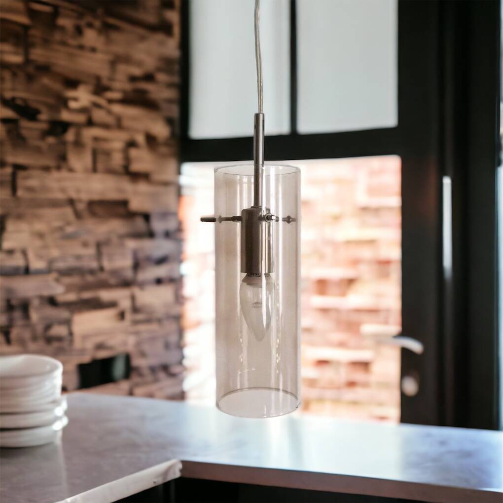 Swedish glass tube swag lamp by Mark Slöjd