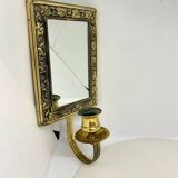 Vintage  Brass Wall mirrored Candle Sconce