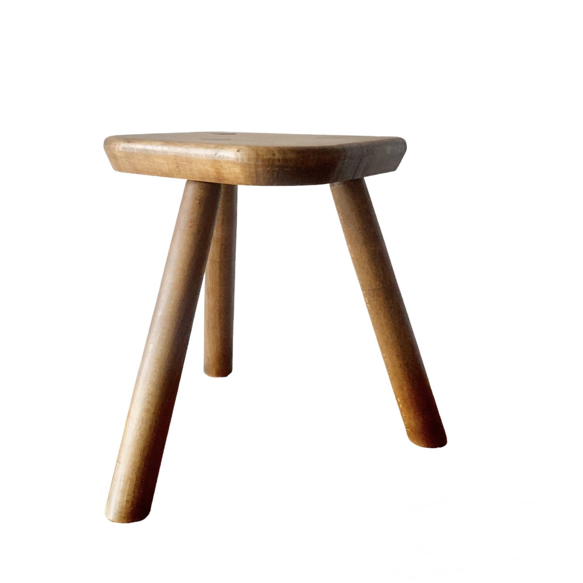 Antique wooden tripod farm stool