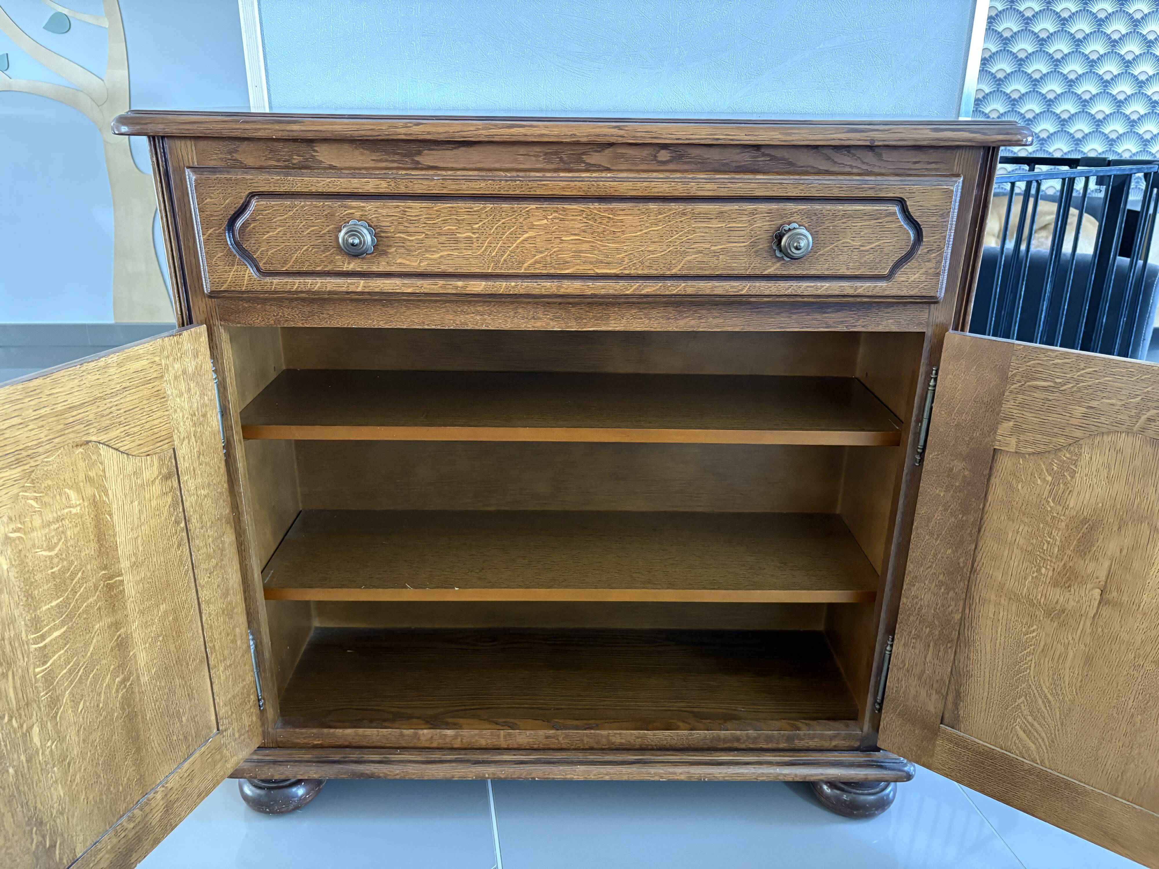 Solid oak furniture signed E. Ménard