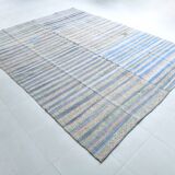 Light Blue & Off White Striped Kilim Rug, 230x310Cm