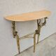 Table console Hollywood Regency en laiton avec dessus en marbre semi-circulaire années 1950