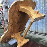 Handcrafted Brutalist coffee table in solid elm