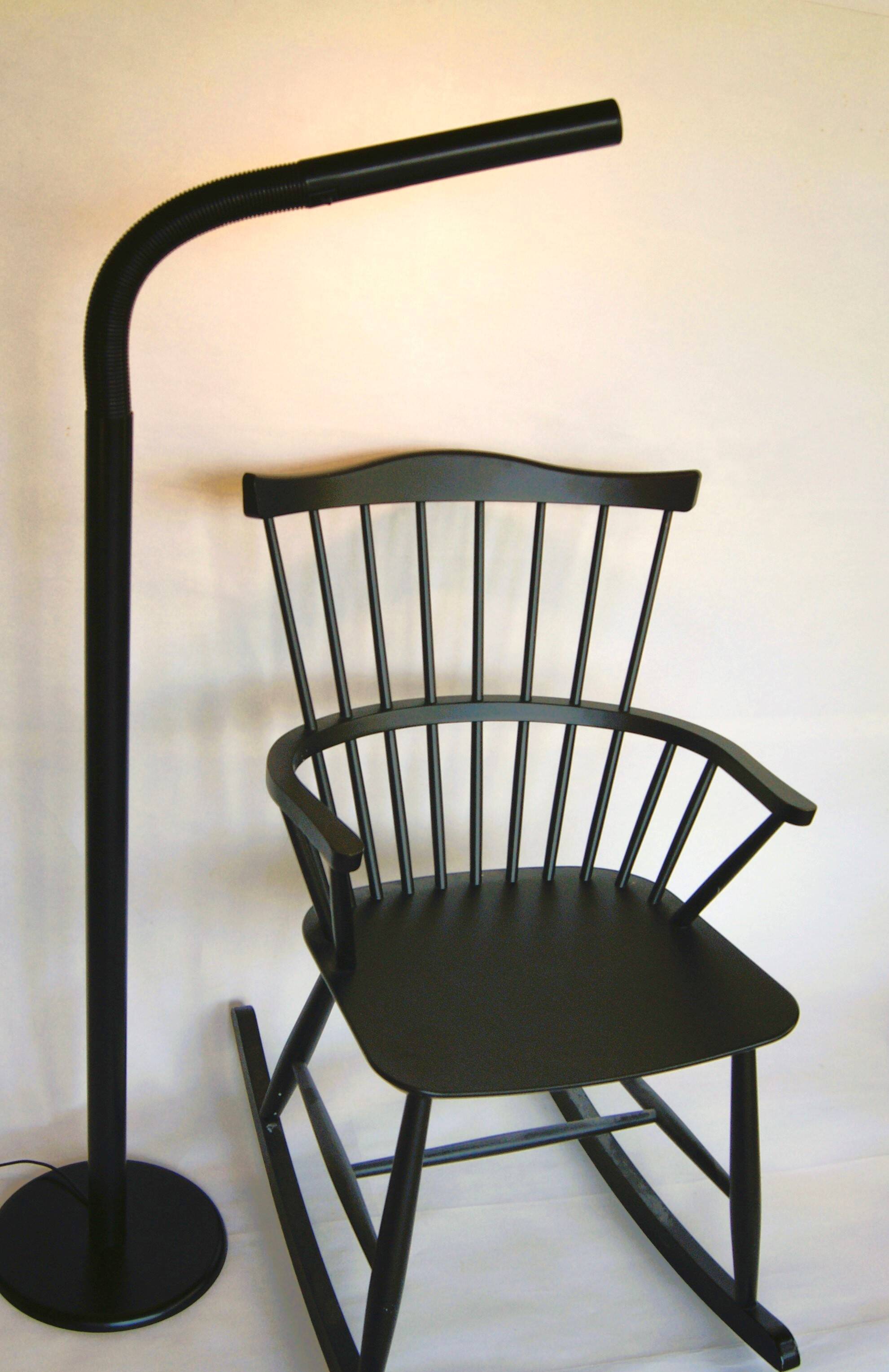 Rare black bendy tube floor lamp from LYFA Denmark - Star War era design late 1970s.