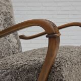 1960s, reupholstered Danish armchair, New Zealand genuine sheepskin.