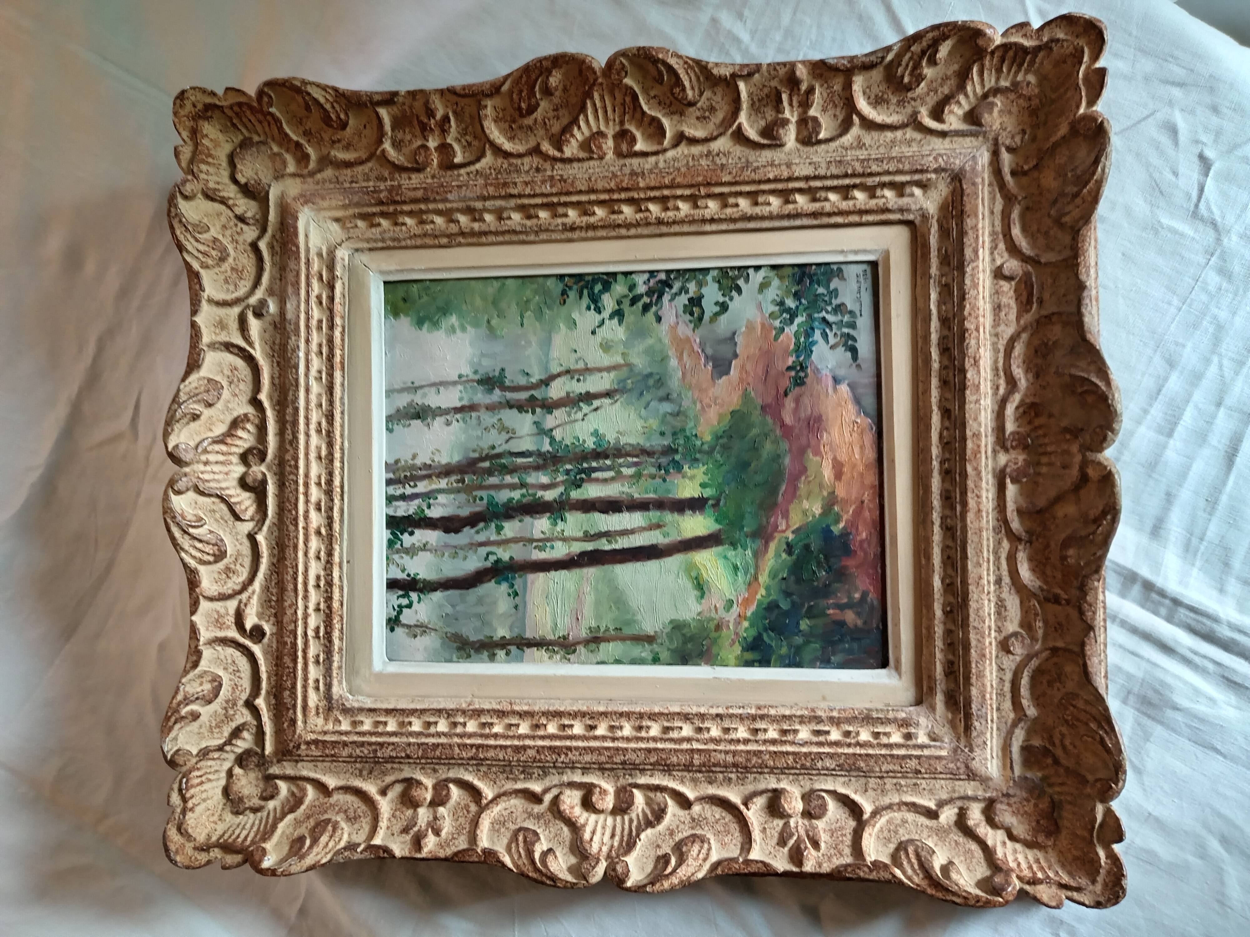 Oil on panel, Impressionist style landscape, 1936