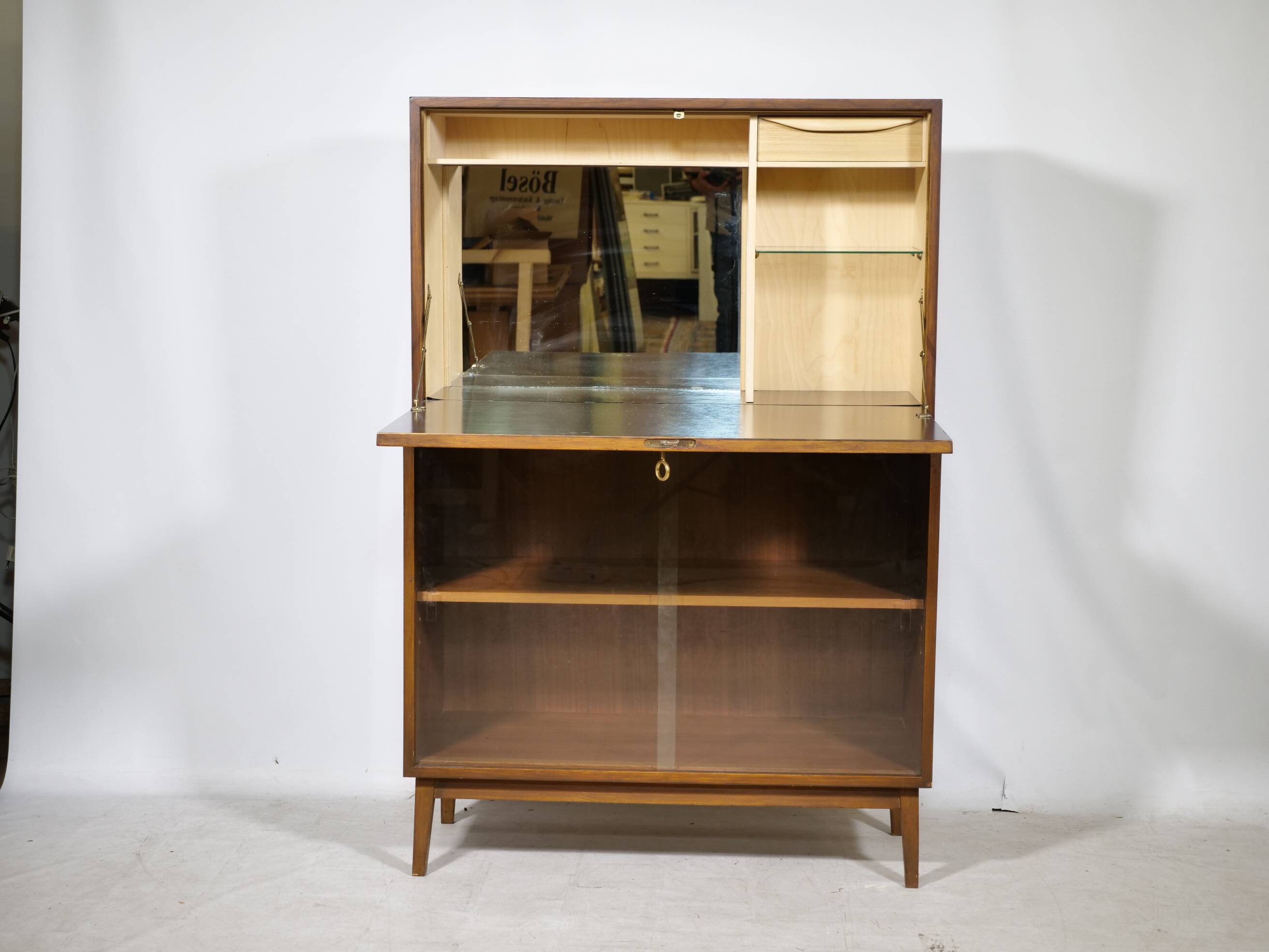 Mid Century Secretary Display Cabinet Highboard in Teak, 1960s