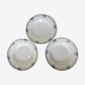 3 assiettes creuses vintage de St Amand 220645