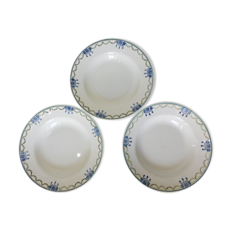 3 assiettes creuses vintage de St Amand 220645