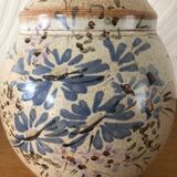 Faience vase signed Vallauris floral motifs