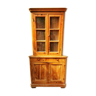 Pine corner cupboard with two sections, 1900s