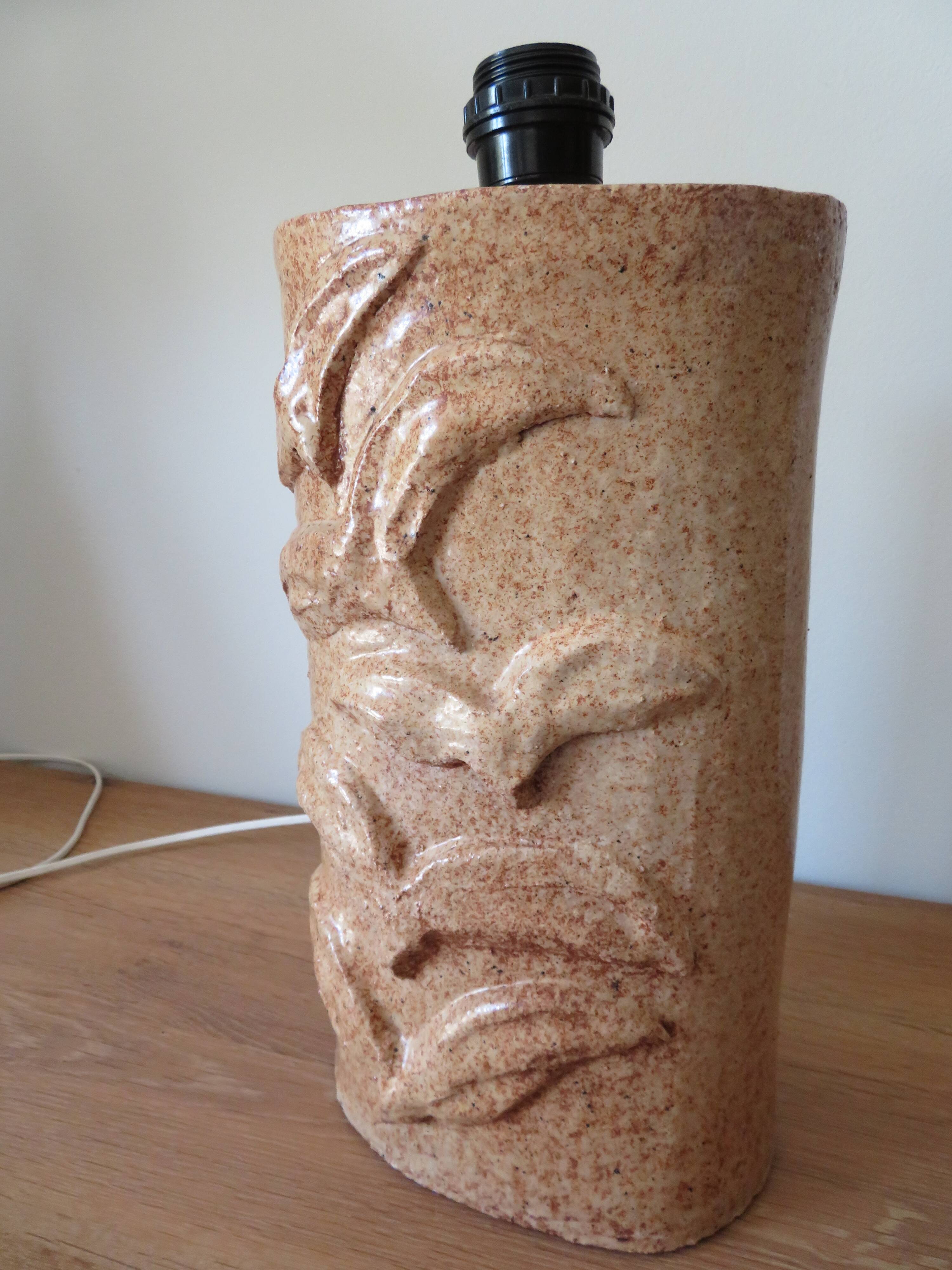 Large vintage glazed terracotta lamp base