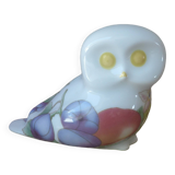 Porcelain owl figurine with fruit decoration, miniature owl with garden fruits
