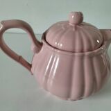 Vintage mid-century ribbed pink powder teapot by Salins.
