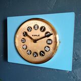 Vintage formica clock silent rectangular wall clock "Blue Kiple"