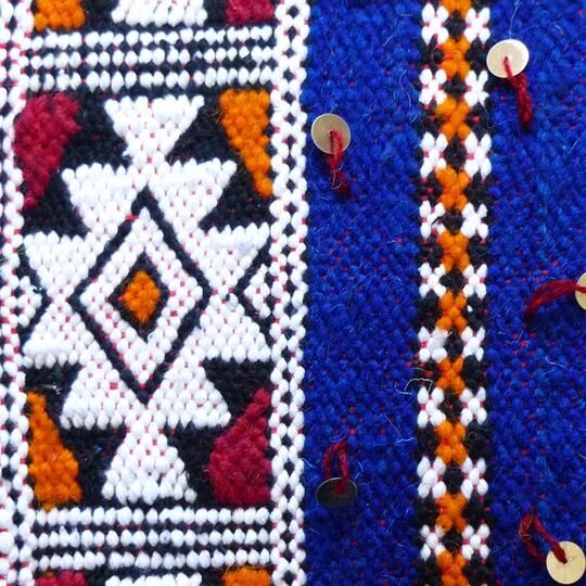 Moroccan kilim cushion blue