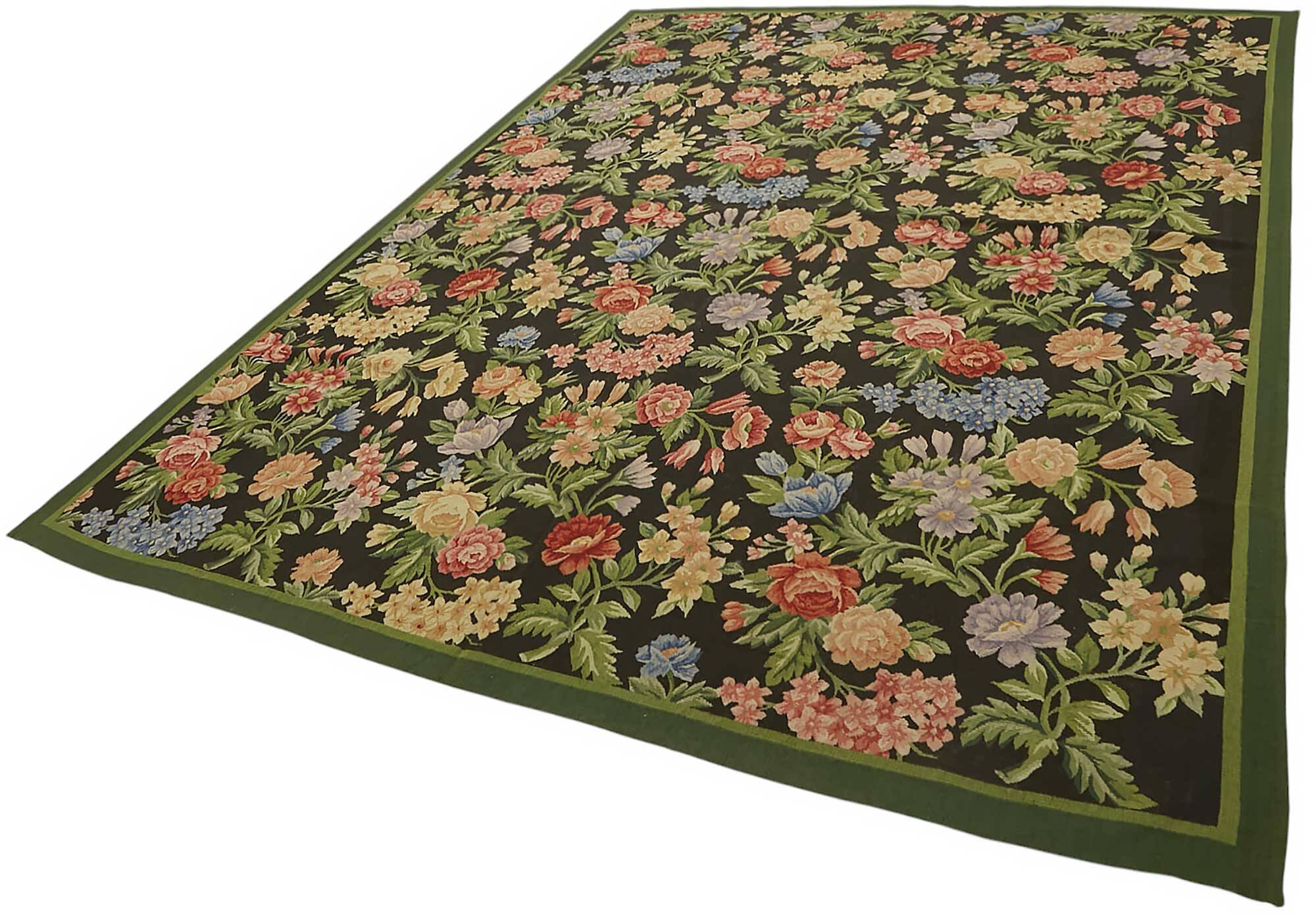 Handmade European Vintage Aubusson Kilim 235 cm x 310 cm