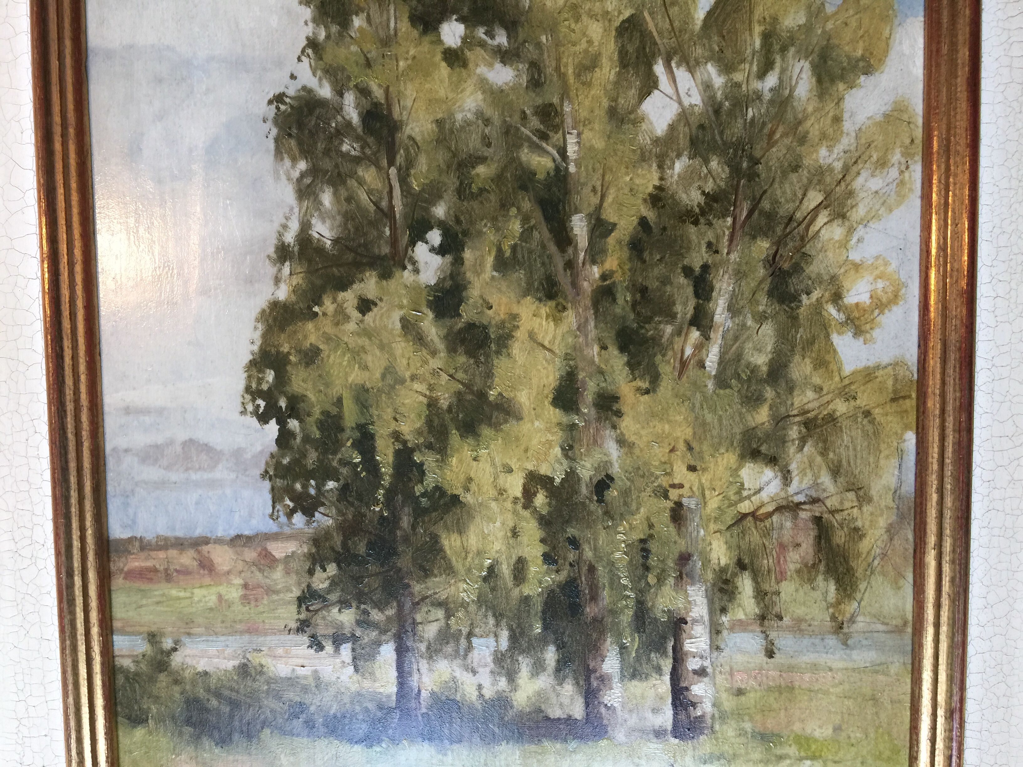 "The Birches" Original oil on wooden panel